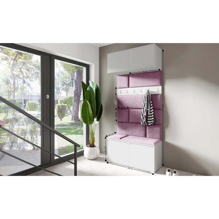 Cuier Hol Max 23 Culoare Mov cu Alb 100x225x40 cm