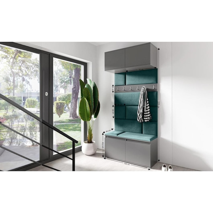 Cuier Hol Max 23 Culoare Verde inchis cu Grafit 100x225x40 cm