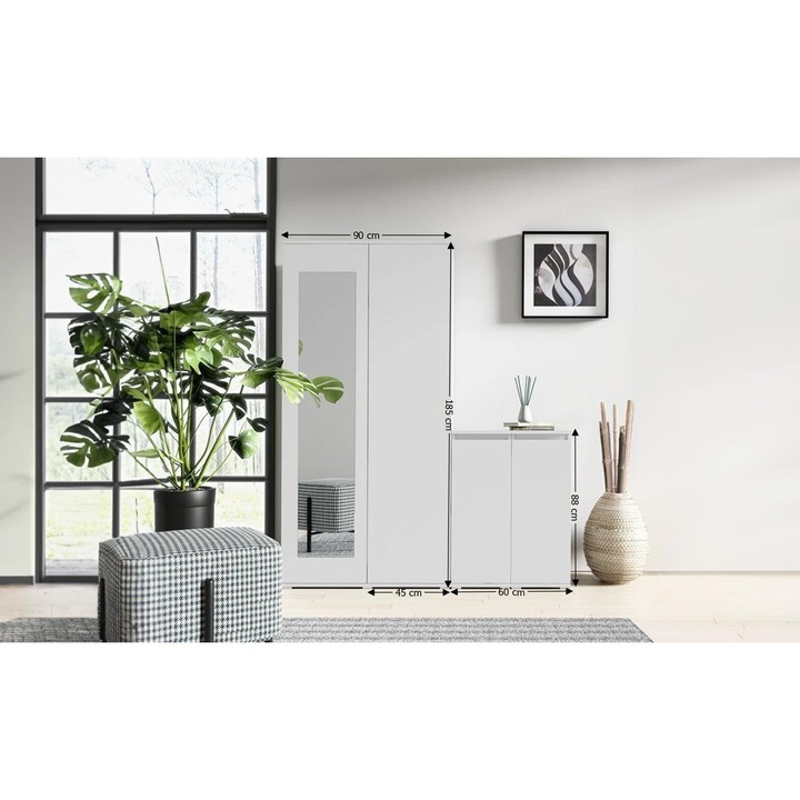 Cuier Hol Max 24 Culoare Alb cu Alb 150x185x40 cm