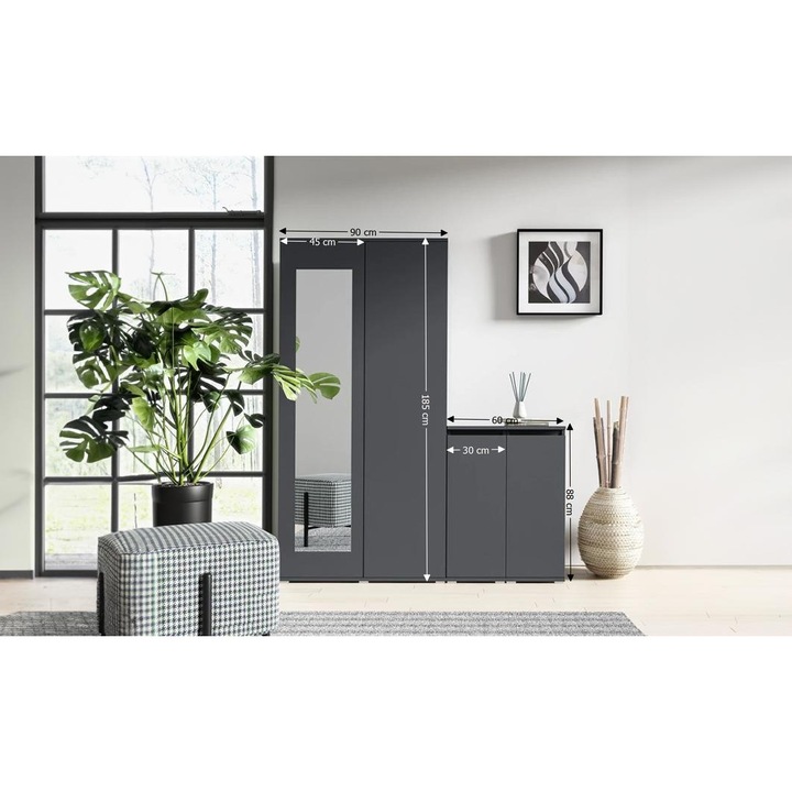 Cuier Hol Max 24 Culoare Grafit cu Grafit 150x185x40 cm