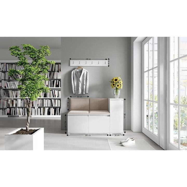 Cuier Hol Max 25 Culoare Gri antracit cu Alb 130x88x40 cm