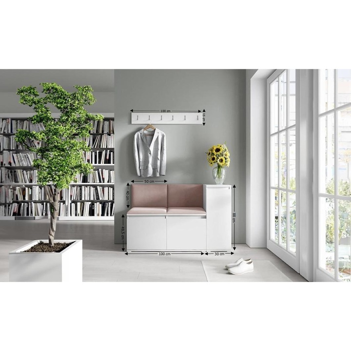 Cuier Hol Max 25 Culoare Maro cu Alb 130x88x40 cm