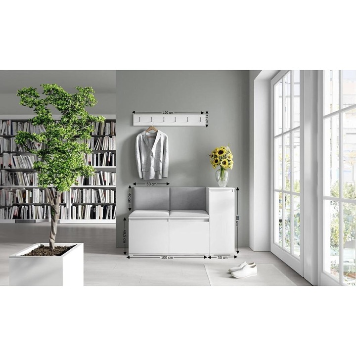 Cuier Hol Max 25 Culoare Gri cu Alb 130x88x40 cm