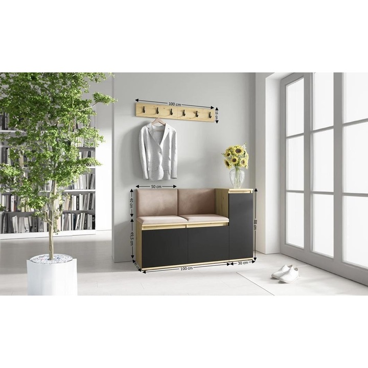 Cuier Hol Max 25 Culoare Bej inchis cu Artisan 130x88x40 cm