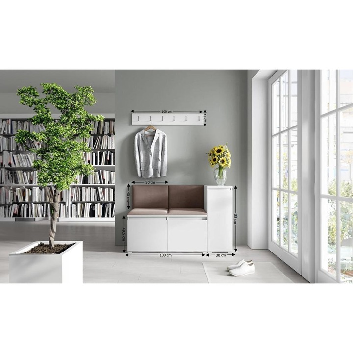 Cuier Hol Max 25 Culoare Maro inchis cu Alb 130x88x40 cm