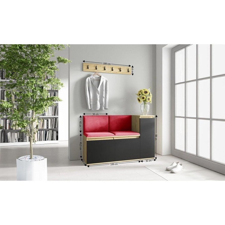 Cuier Hol Max 25 Culoare Rosus cu Artisan 130x88x40 cm