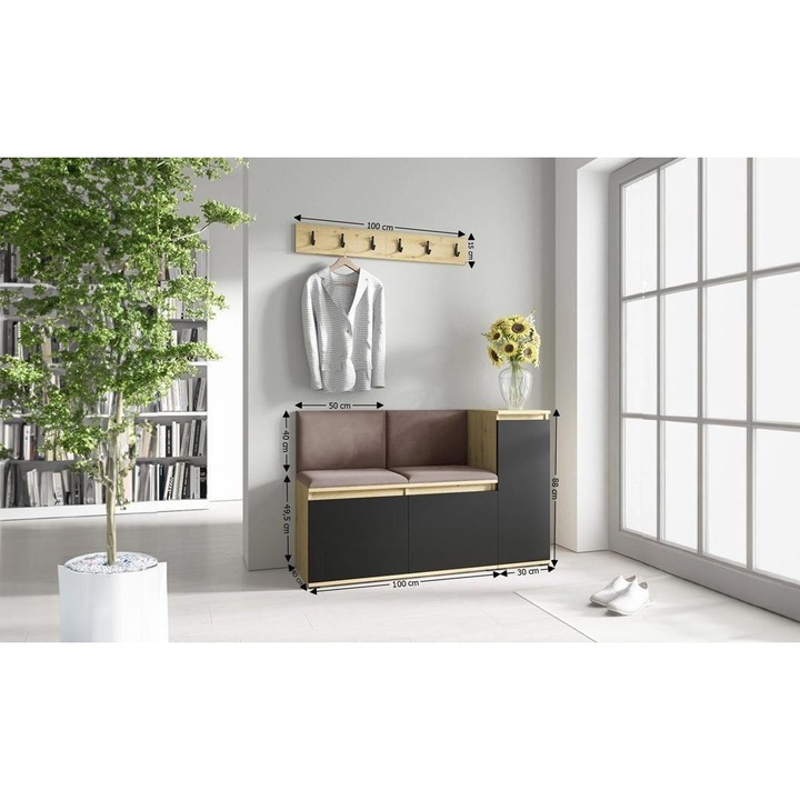 Cuier Hol Max 25 Culoare Maro cu Artisan 130x88x40 cm