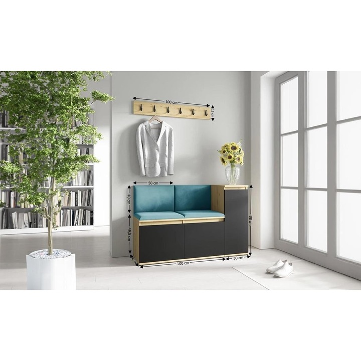 Cuier Hol Max 25 Culoare Albastru deshcis cu Artisan 130x88x40 cm