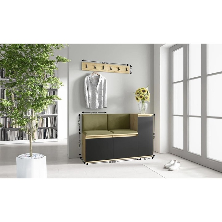 Cuier Hol Max 25 Culoare Verde iarba cu Artisan 130x88x40 cm