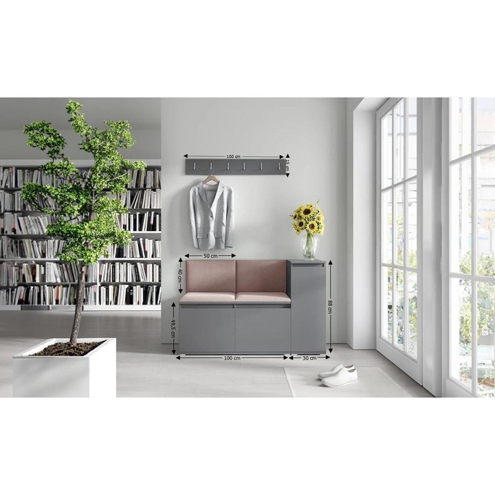 Cuier Hol Max 25 Culoare Maro cu Grafit 130x88x40 cm