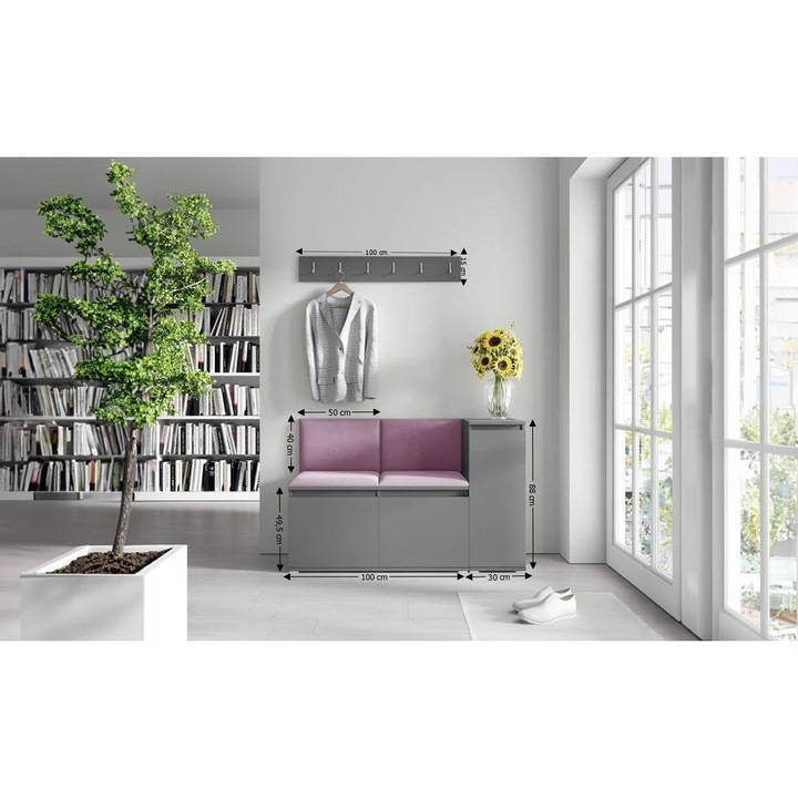 Cuier Hol Max 25 Culoare Mov cu Grafit 140x185x40 cm