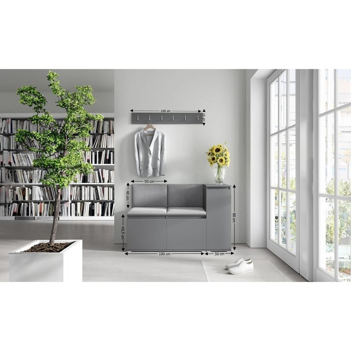 Cuier Hol Max 25 Culoare Gri grafit cu Grafit 130x88x40 cm