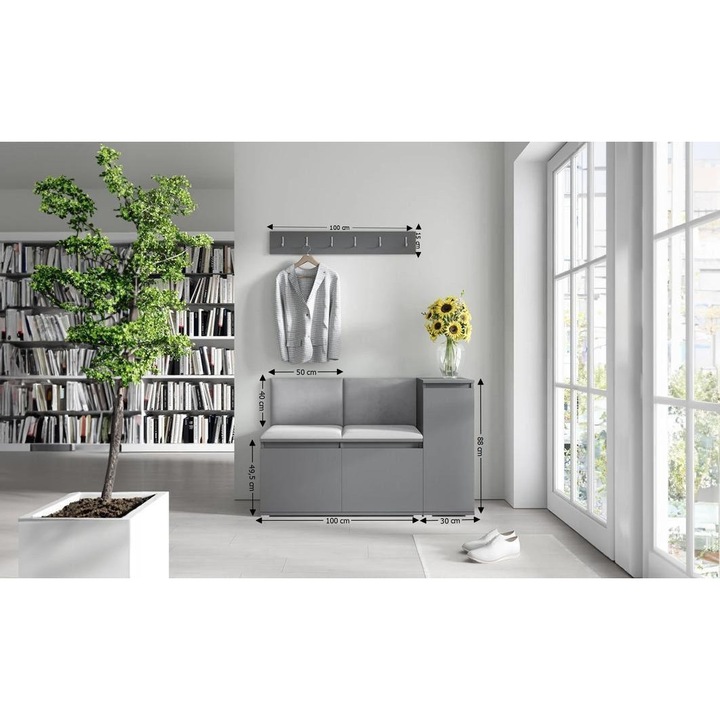 Cuier Hol Max 25 Culoare Gri cu Grafit 130x88x40 cm