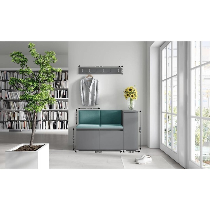 Cuier Hol Max 25 Culoare Verde inchis cu Grafit 130x88x40 cm