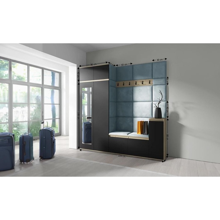 Cuier Hol Max 26 Culoare Gri Perlat cu Artisan 220x225x40 cm