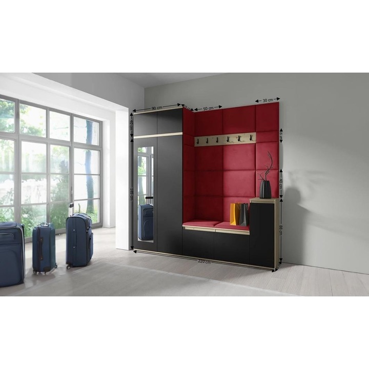 Cuier Hol Max 26 Culoare Rosu cireasa cu Artisan 220x225x40 cm