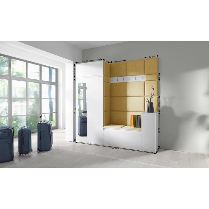 Cuier Hol Max 26 Culoare Galben cu Alb 220x225x40 cm