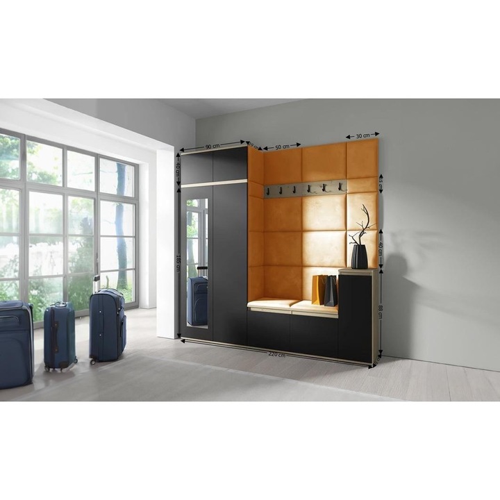 Cuier Hol Max 26 Culoare Galben mustar cu Artisan 220x225x40 cm