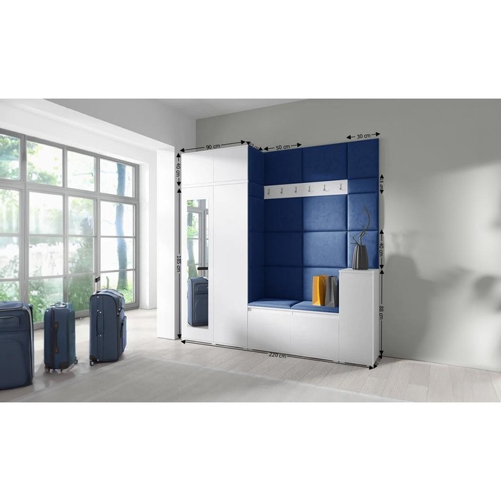 Cuier Hol Max 26 Culoare Albastru cu Alb 220x225x40 cm