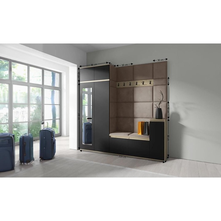 Cuier Hol Max 26 Culoare Gri antracit cu Artisan 220x225x40 cm