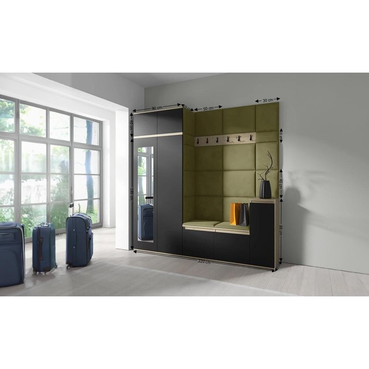 Cuier Hol Max 26 Culoare Verde iarba cu Artisan 220x225x40 cm