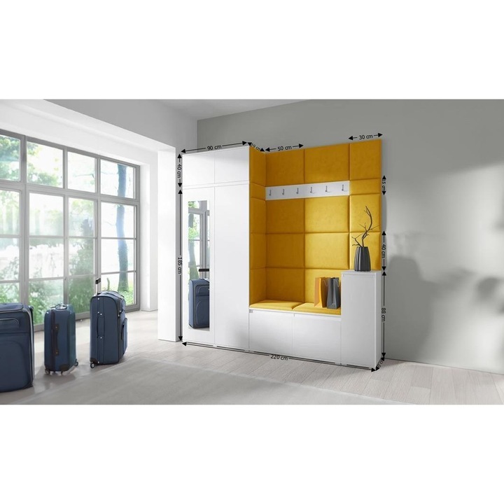 Cuier Hol Max 26 Culoare Galben mustar cu Alb 220x225x40 cm