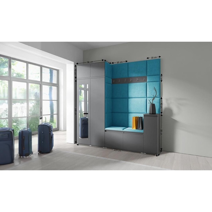 Cuier Hol Max 26 Culoare Albastru deshcis cu Grafit 220x225x40 cm