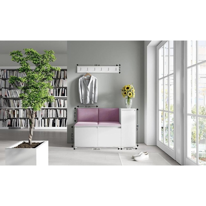 Cuier Hol Max 25 Culoare Mov cu Alb 140x185x40 cm