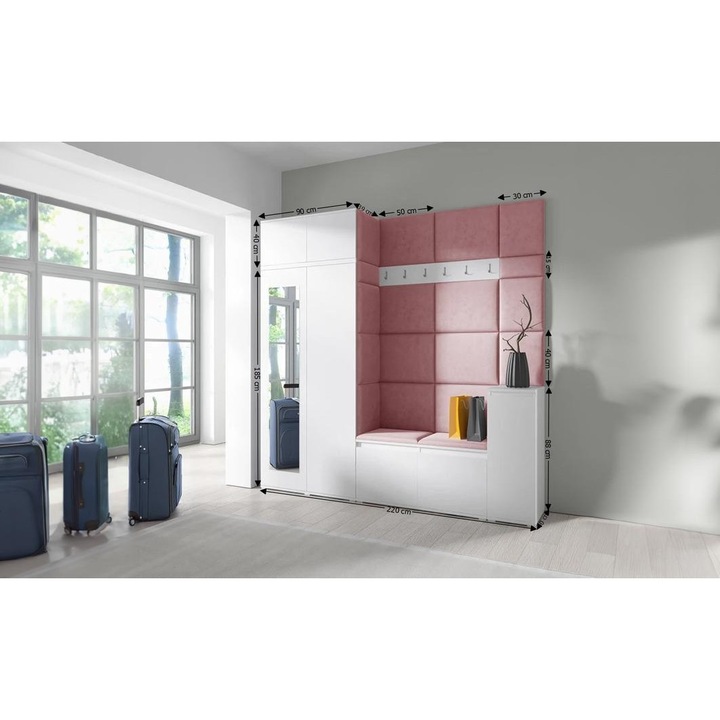 Cuier Hol Max 26 Culoare Rose cu Alb 220x225x40 cm