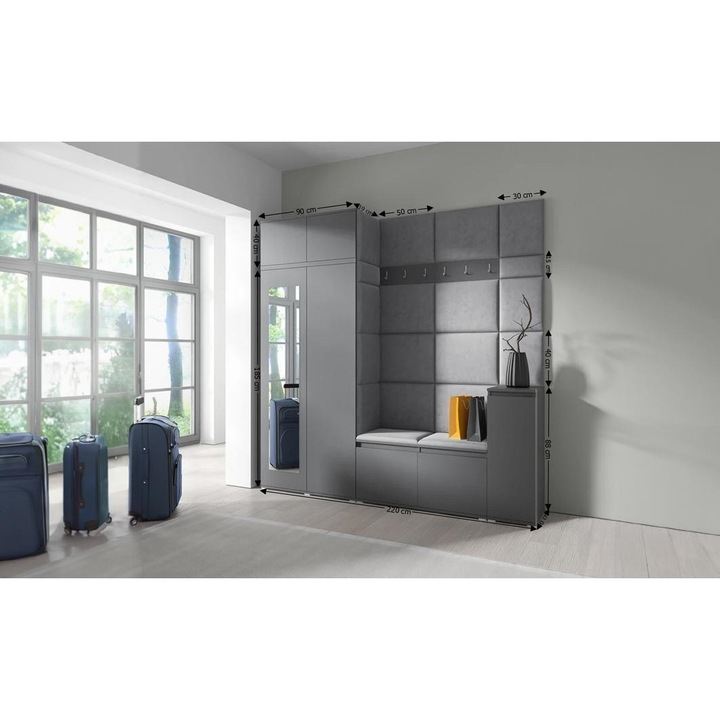 Cuier Hol Max 26 Culoare Gri grafit cu Grafit 220x225x40 cm