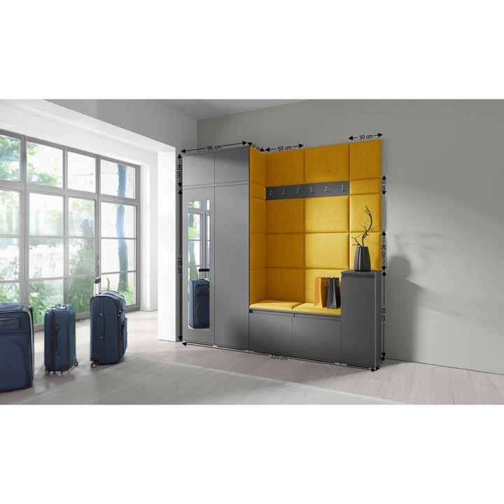 Cuier Hol Max 26 Culoare Galben mustar cu Grafit 220x225x40 cm