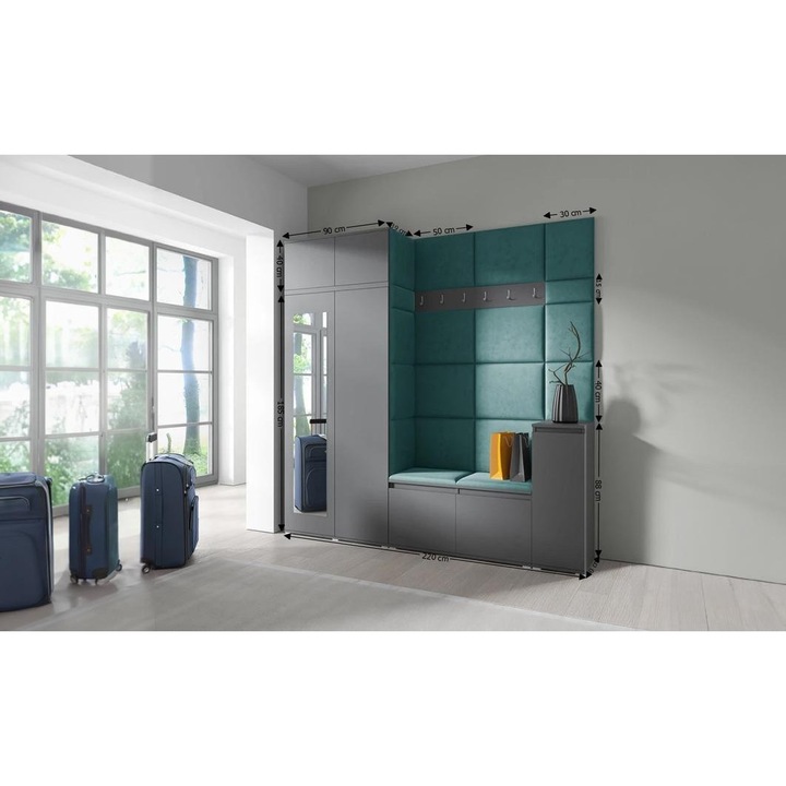 Cuier Hol Max 26 Culoare Verde inchis cu Grafit 220x225x40 cm