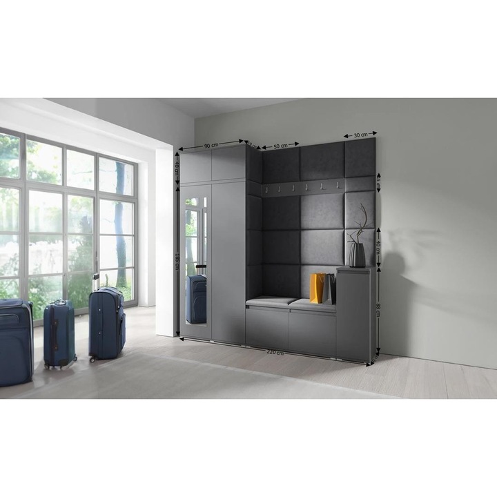 Cuier Hol Max 26 Culoare Negru cu Grafit 220x225x40 cm