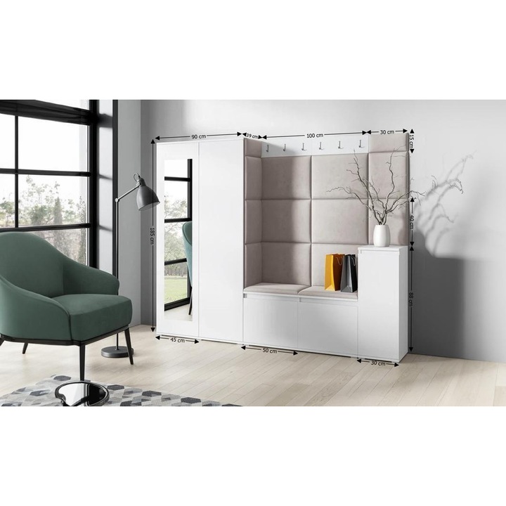 Cuier Hol Max 27 Culoare Bej cu Alb 220x185x40 cm