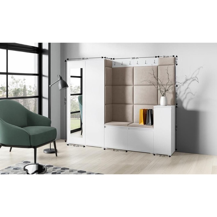 Cuier Hol Max 27 Culoare Gri antracit cu Alb 220x185x40 cm