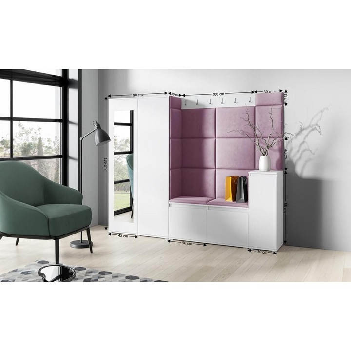 Cuier Hol Max 27 Culoare Mov cu Alb 220x185x40 cm