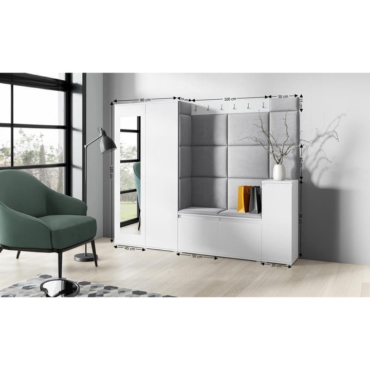 Cuier Hol Max 27 Culoare Gri cu Alb 220x185x40 cm