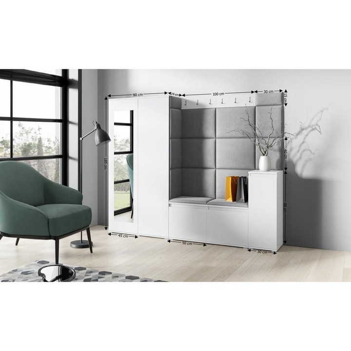 Cuier Hol Max 27 Culoare Gri grafit cu Alb 220x185x40 cm