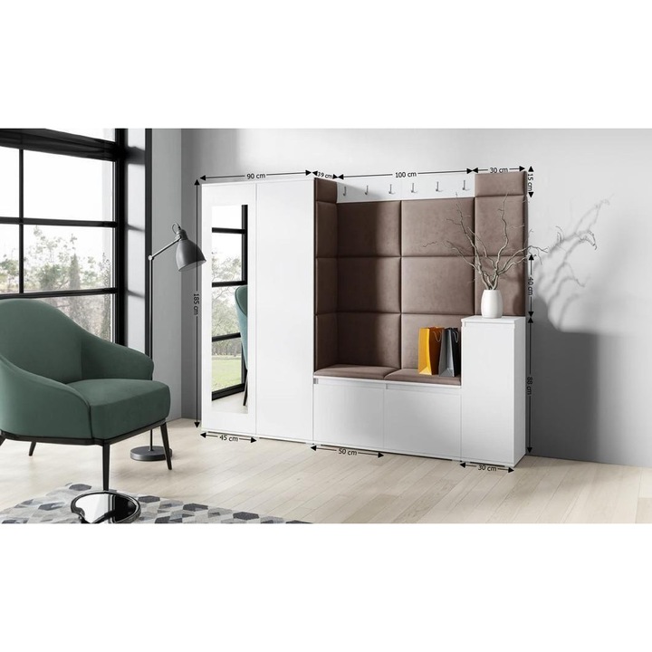 Cuier Hol Max 27 Culoare Maro inchis cu Alb 220x185x40 cm