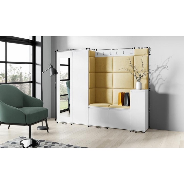 Cuier Hol Max 27 Culoare Galben cu Alb 220x185x40 cm