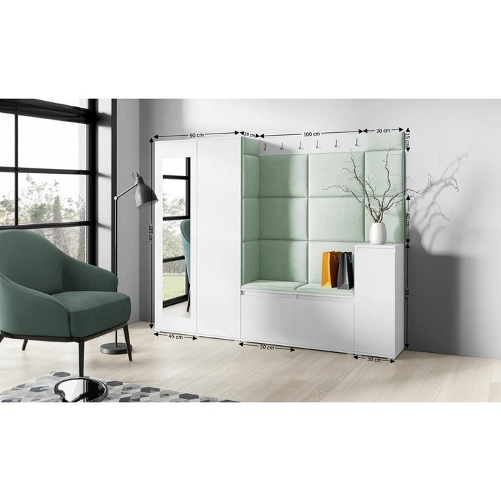 Cuier Hol Max 27 Culoare Verde menta cu Alb 220x185x40 cm