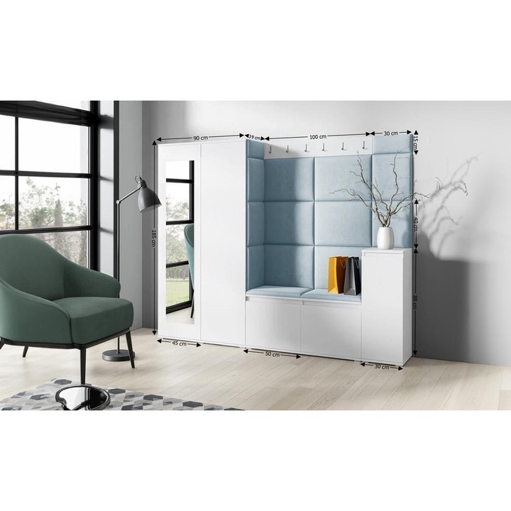 Cuier Hol Max 27 Culoare Gri Perlat cu Alb 220x185x40 cm