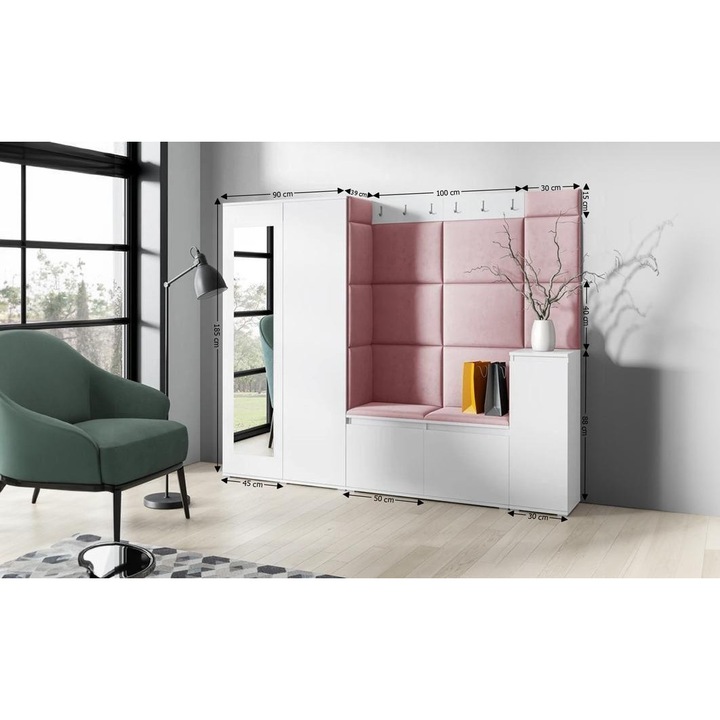 Cuier Hol Max 27 Culoare Rose cu Alb 220x185x40 cm