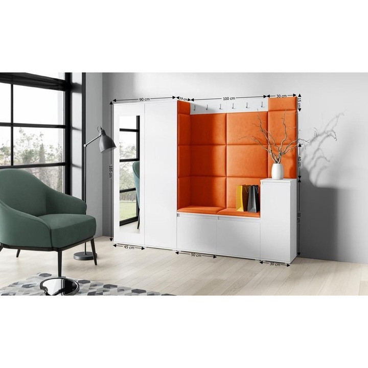 Cuier Hol Max 27 Culoare Bronz cu Alb 220x185x40 cm