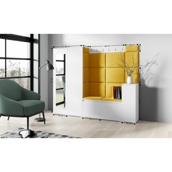 Cuier Hol Max 27 Culoare Galben mustar cu Alb 220x185x40 cm