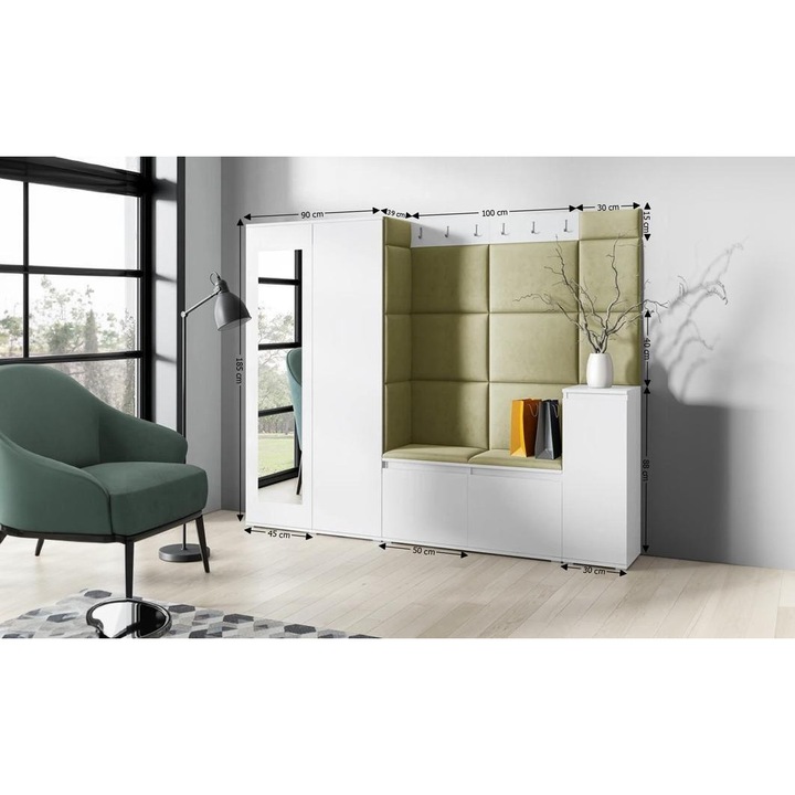 Cuier Hol Max 27 Culoare Verde iarba cu Alb 220x185x40 cm