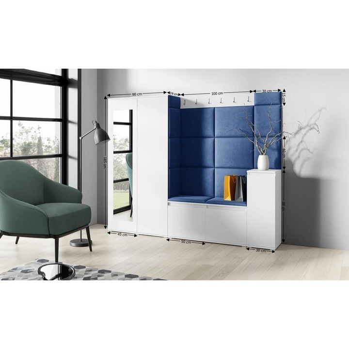 Cuier Hol Max 27 Culoare Albastru cu Alb 220x185x40 cm