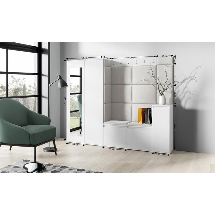 Cuier Hol Max 27 Culoare Crem cu Alb 220x185x40 cm