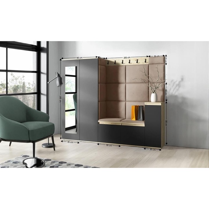 Cuier Hol Max 27 Culoare Bej inchis cu Artisan 220x185x40 cm