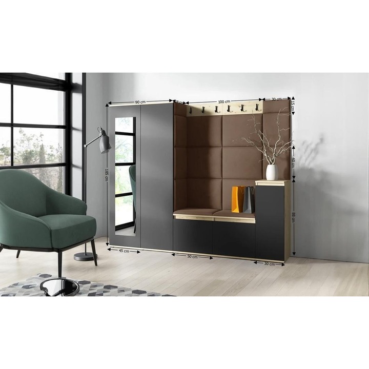 Cuier Hol Max 27 Culoare Maro cu Artisan 220x185x40 cm